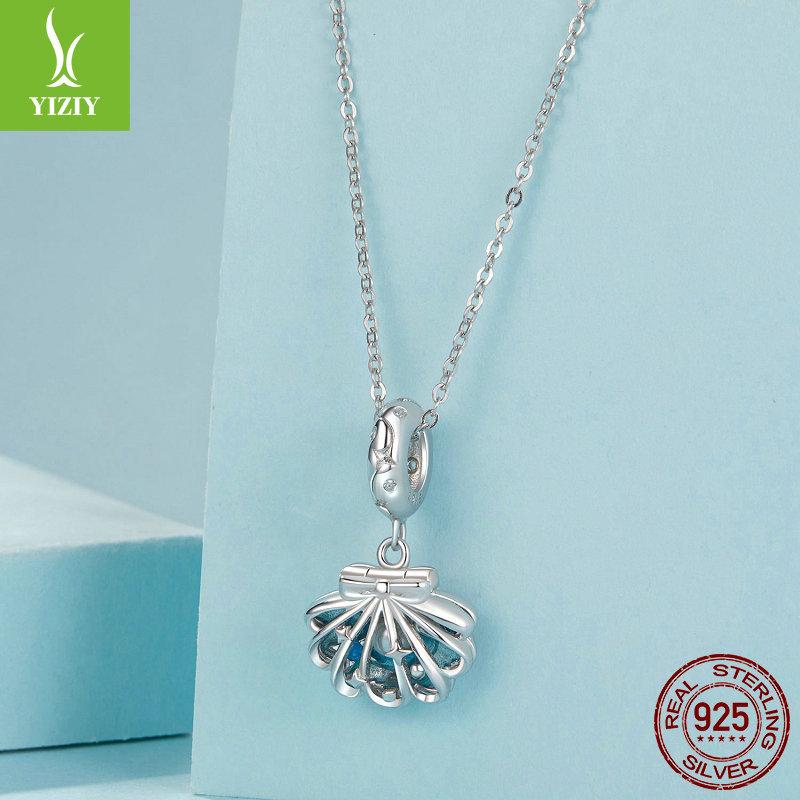 Small Fresh Blue Shell Diy Pendant Accessories, Romantic Sea Beads S925 Sterling Silver Bracelet Beads