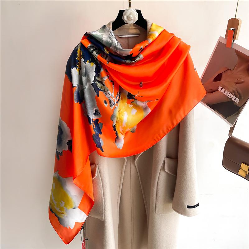 

Ink dyed luxury femininity scarf new silk scarf long large size travel shawl sunscreen 180*90cm