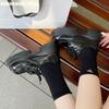 Square Toe Platform Women Loafers Shoes 2025 Summer New Lace Up Thick Sole Mixed Color Shoes Real Leather Shoes
