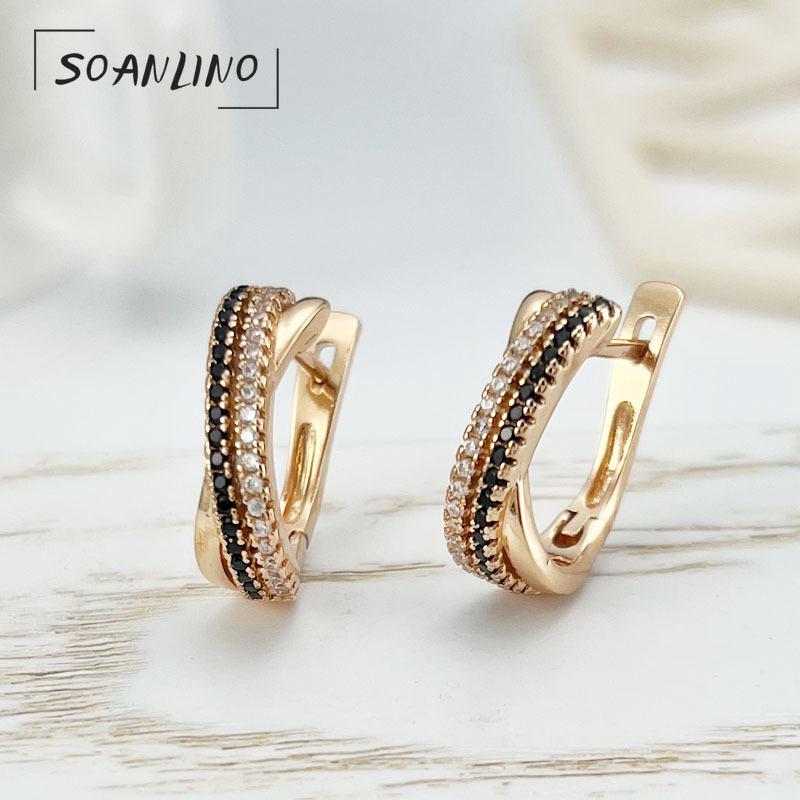 

SOANLINO Стильные простые двухрядные серьги с цирконом