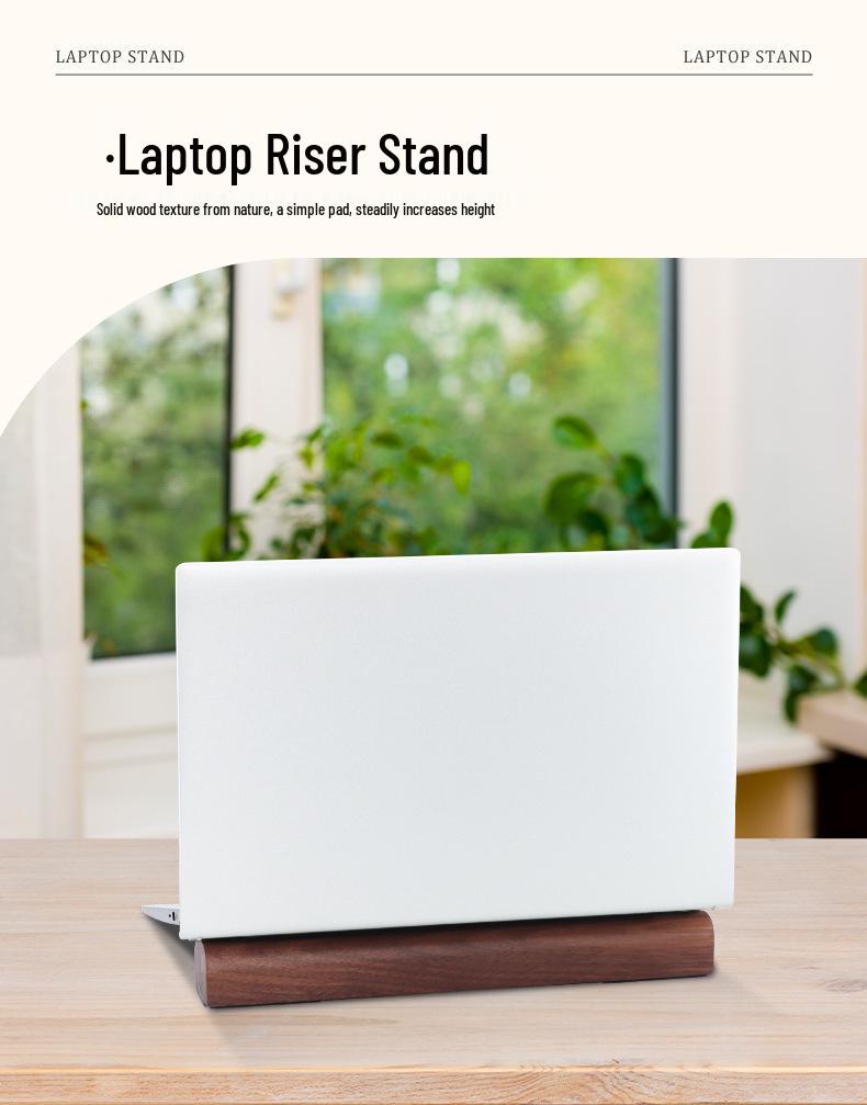 Walnut Wood Portable Laptop Stand with Cooling and Neck Protection