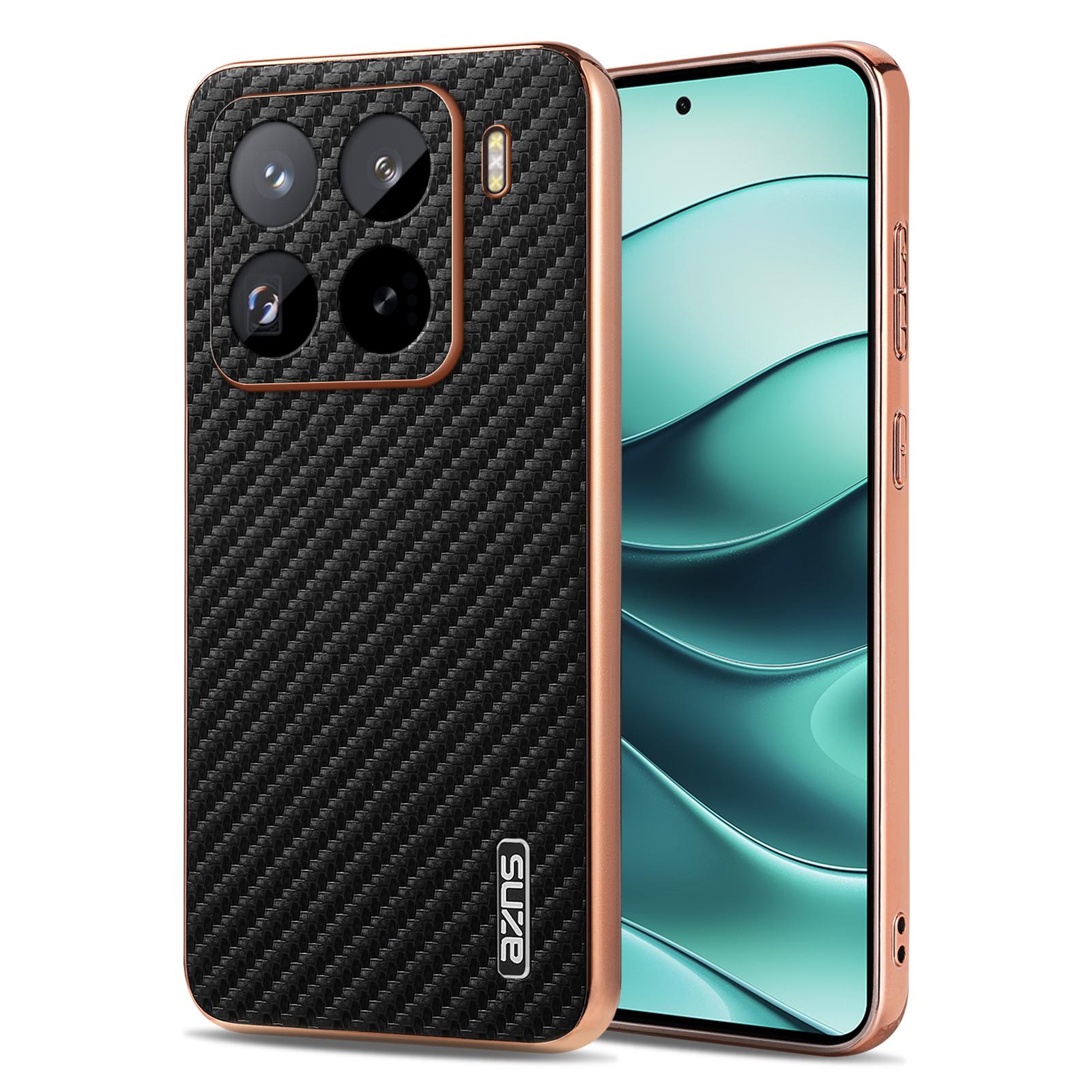 

AZNS для Xiaomi 15 Pro Чехол Гальваническое покрытие Текстура углеродного волокна PU+TPU Чехол для телефона A