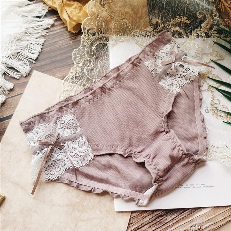 Simpatici Slip Filettati con Bordo in Pizzo Avvolgenti sui Fianchi a Vita Bassa Mutandine da Donna