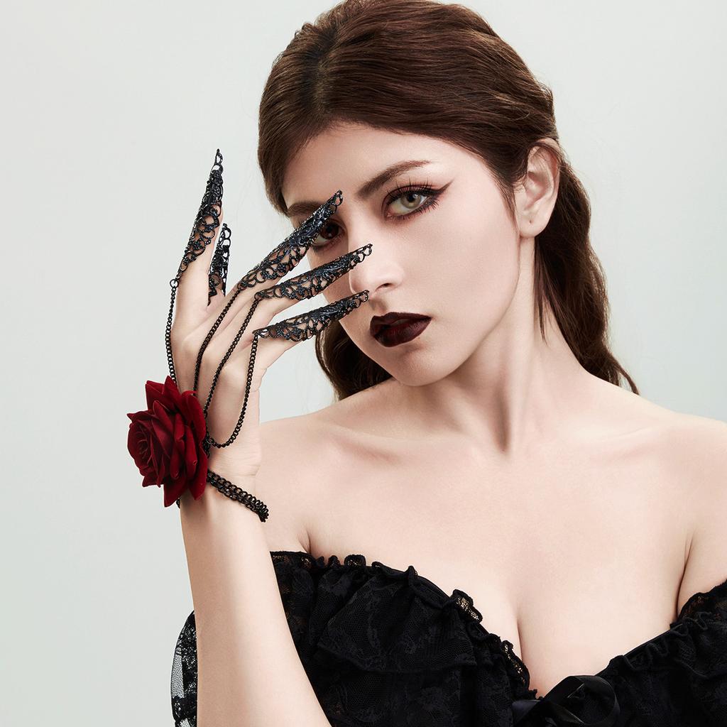 Pearl Neck Chain Multi-Layer Halloween Dark Necklace Female Beaded Blood Fringed Rose Flower Collar