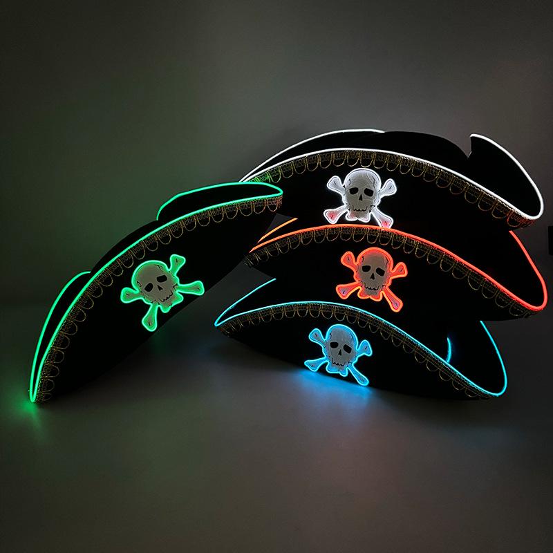 Navy Sailor LED Light-Up Embroidered Captain's Hat for Festivals and Performances