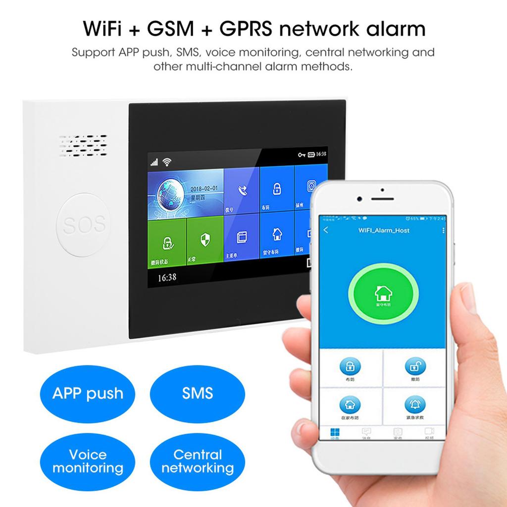 4.3in Full Touch Color Screen WiFi GSM GPRS Wireless Anti Theft Alarm APP Remote Control Smart