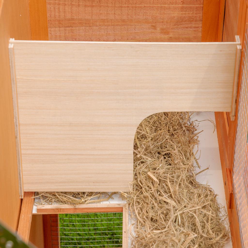 Outdoor Wooden Rabbit Hutch with House and 2-Story Enclosure, 122x48x100 Cm