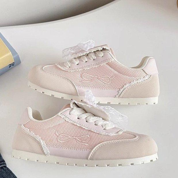 Little white shoes women's net shoes 2025 new summer breathable mesh soft sole not tired feet lace versatile with skirt casual