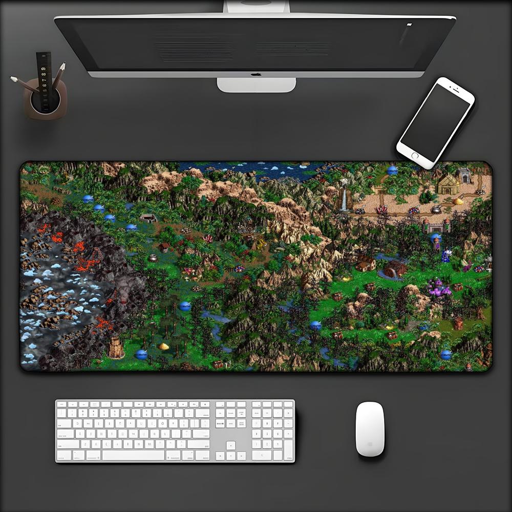 Heroes of Might and Magic 3 Mappa Arte Tappetino Mouse XXL Gomma Antiscivolo Tappetino Mouse Tappetini Tastiera Accessori Gaming Tappetino Mouse 900x400mm