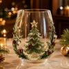 Weihnachts-Glasbecher 3D Tumbler, Mit Santa, Schneemann, Baum Skulpturierter Becher, Kreatives Skulpturales Dekoratives Feiertags-Trinkgeschirr, Festliches Geschenk für Party-Trinkgeschirr