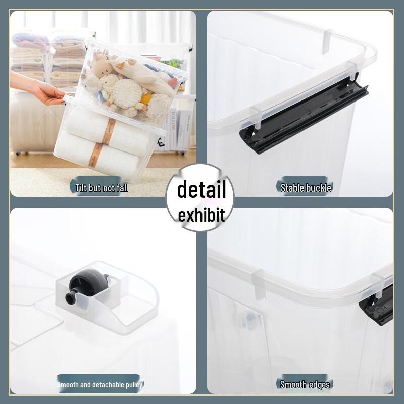 JINGRUIXIANG Clear Plastic Storage Bin with Wheels
