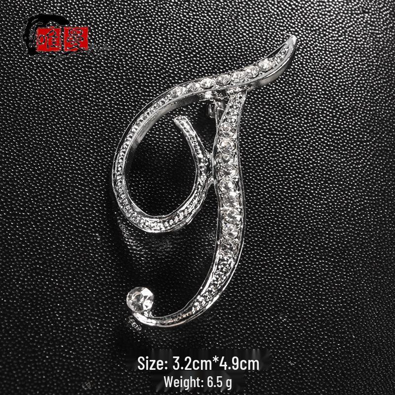 Men's Suit Jacket Brooch: Elegant English Letter Pin for a Stylish Touch