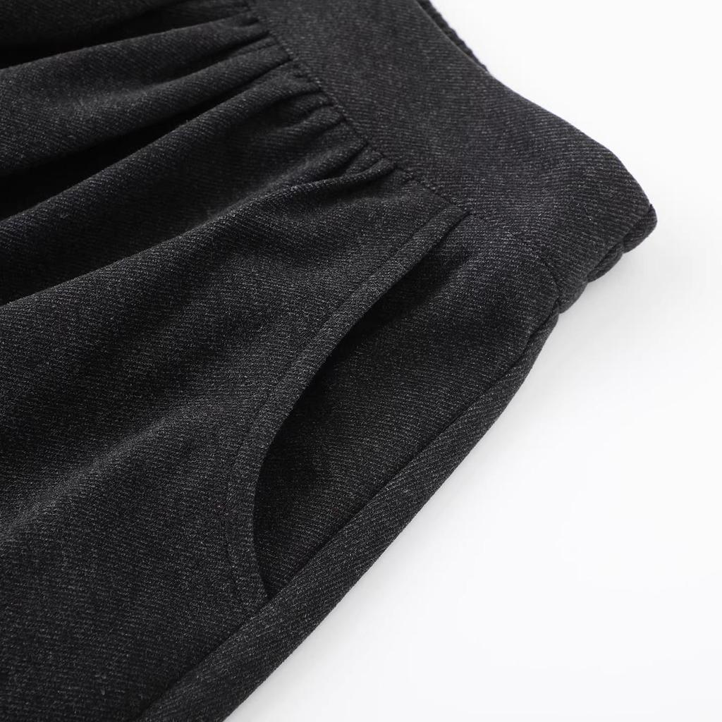 2026 Spring Soft Wool Pleated A-line Skirt for Women – Simple, Casual, Slimming Long Umbrella Design