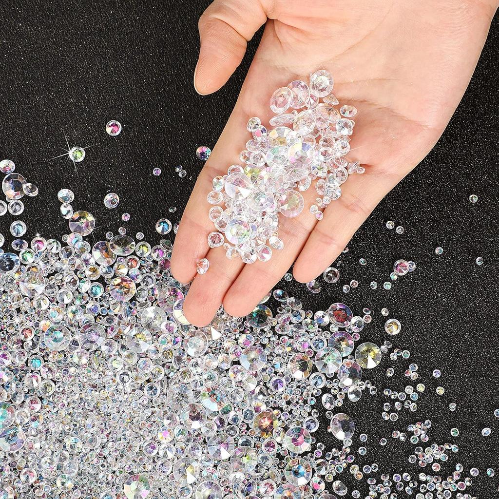 Hicarer 7000 Pieces Diamond Decorations Bling Bling Diamond Vase Filler Acrylic Gem Table Scatter Crystals in Four Sizes Table Decorations for