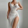 Sexy Lingerie Set Butterfly Applique Mesh See-Through Slit Slimming Erotic Lingerie Dress Set Underwear for Women Wedding