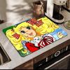 Cartoon Women's Candy Candy Printed Dish Drying Mat Super Absorbent Coffee Drain Pad Tableware Quick Dry Rug Kitchen Dinnerware