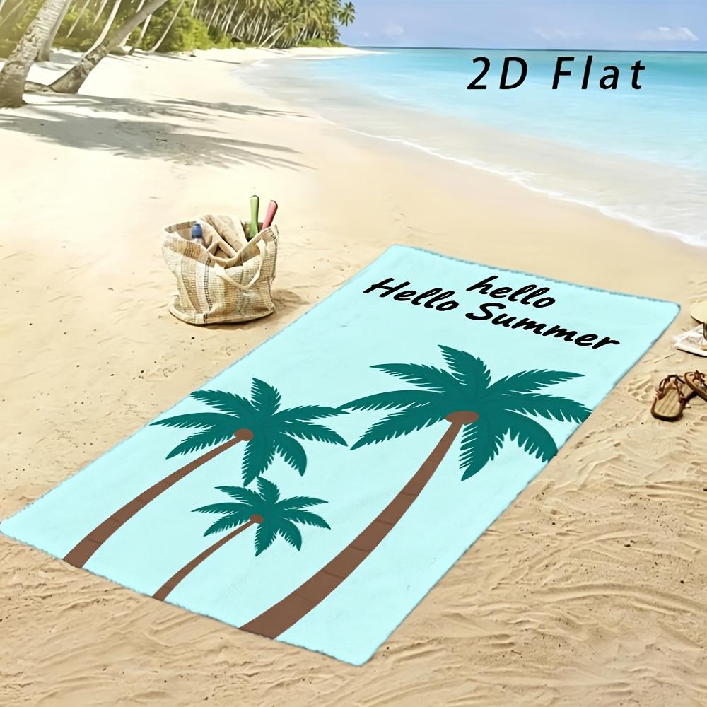 Tropical Palm Tree Hello Summer Beach Towel 1Pc Microfiber Waterproof Sandproof 2D Flat Printed Summer Holiday Pool Towel