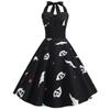 Women Casual Fashion Sleeveless V-neck Button Printed Halloween Dress