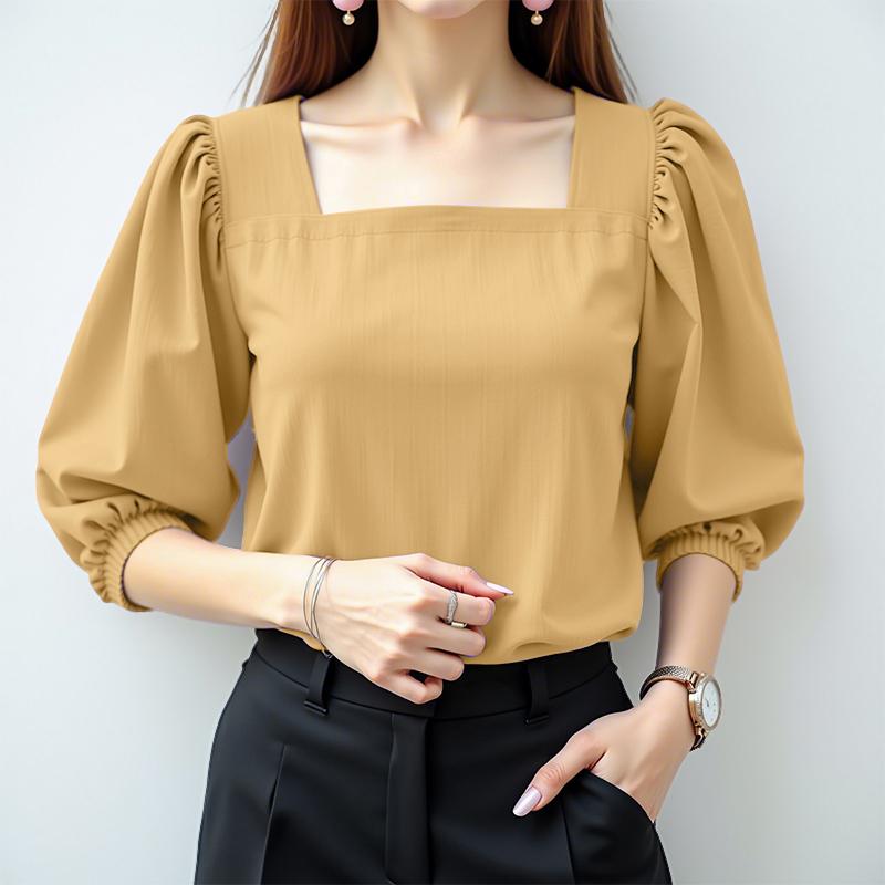 

ZANZEA Женская повседневная блузка с квадратным вырезом, свободная, летняя, с рукавами 3/4 4XL