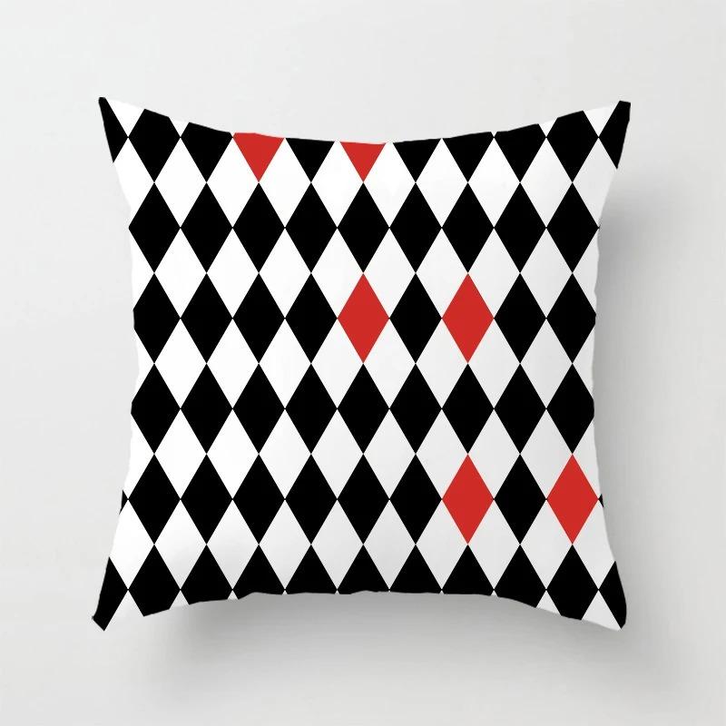 Black and Red Geometric Decorative Pillowcases Living Room Office Home Pillowcases Car Ornaments