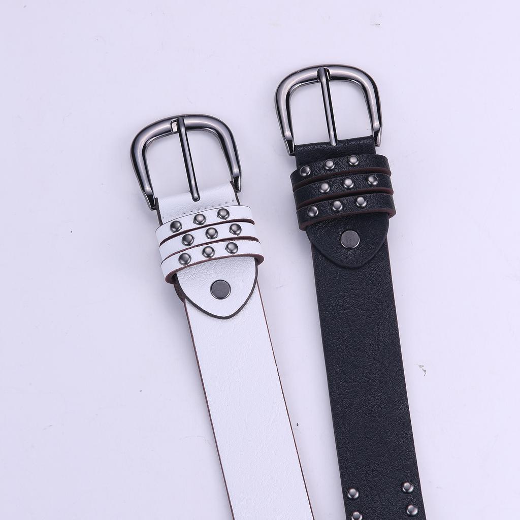 Fashion punk style needle buckle willow nail belt women's high-end jeans skirt versatile decorative belt solid buckle belt