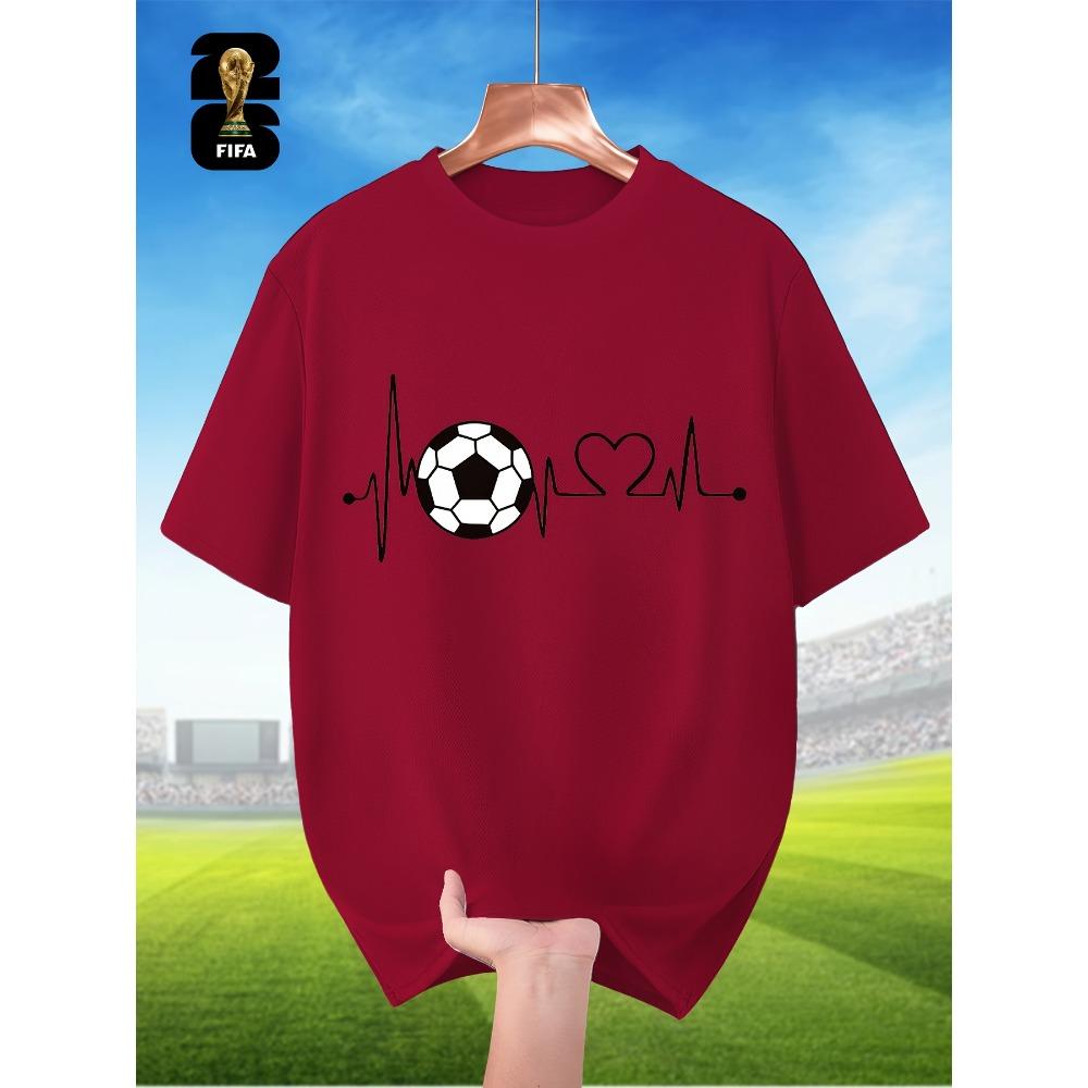FIFA-themed Men's Breathable Short-sleeved T-shirt for Summer, Featuring a Football ECG Print