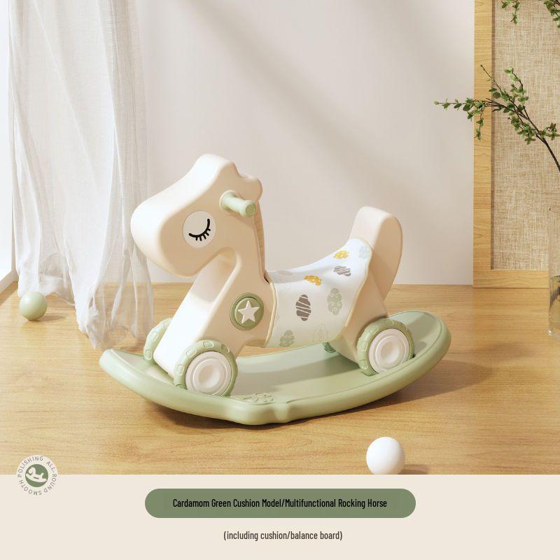 Happy Tree Dual-Use Wooden Rocking Horse & Slider for Infants & Toddlers with Free Shipping