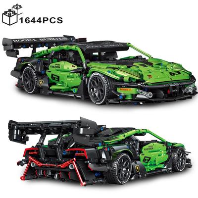 1644PCS Technische Grün Super Speed ​​Lamborghinis Sport Auto Modell Bausteine ​​Berühmte Fahrzeug Montieren Ziegel Spielzeug Für