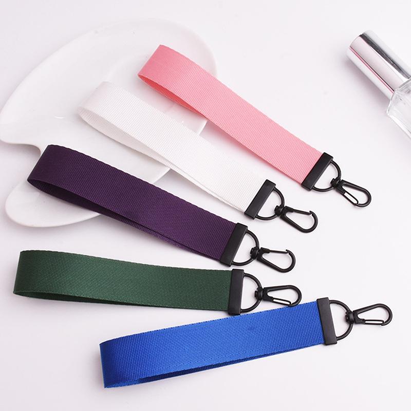 Lightweight Webbing Keychain Phone Lanyard Solid Color Keyring for Backpack Purse Car Practical Gift