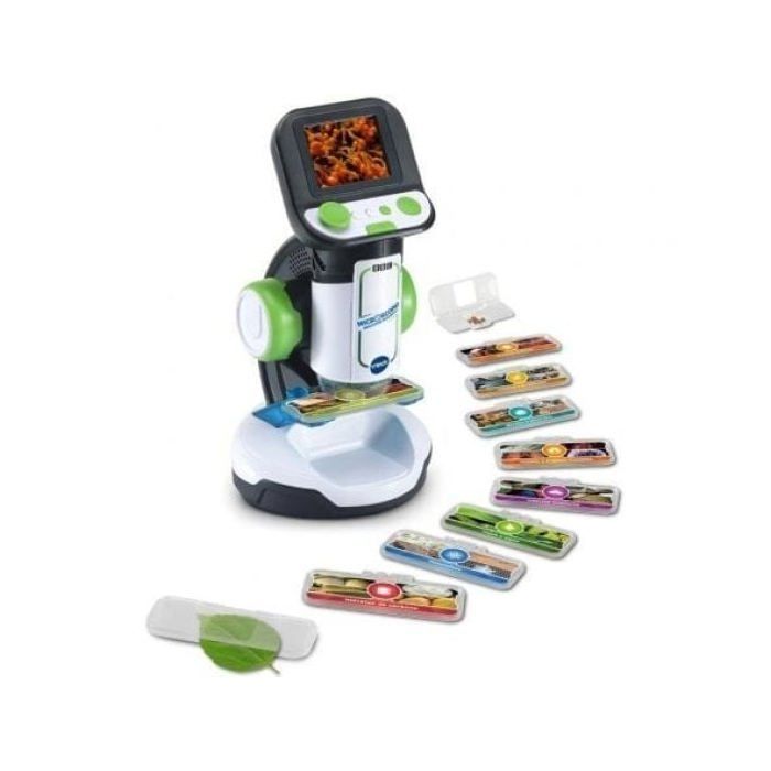 Microscopio VTech Multimedia Pantalla HD 200x 240 Imágenes BBC 18 Tarjetas Inteligentes