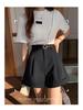 Petite Women's High Waist Pleated A-line Suit Shorts for Summer 2025