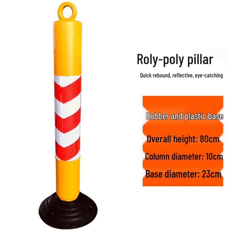 80cm Reflective Tumbler Warning Post - Removable Road Barrier Guardrail & Anti-collision Post