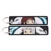 Anime Movie Embroidery Key Fobs White Dragon Key Tags Keychains for Motorcycles Cars Keyring Cosplay Accessories Fans Gifts