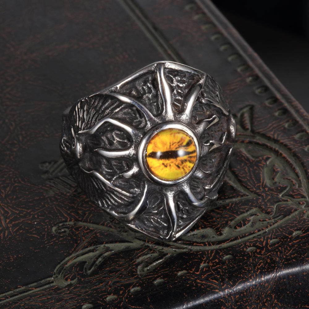 Retro Demon Eye Ring For Men Punk Gothic Adjustable Handmade Rock Biker Jewelry Man Gift Three Size
