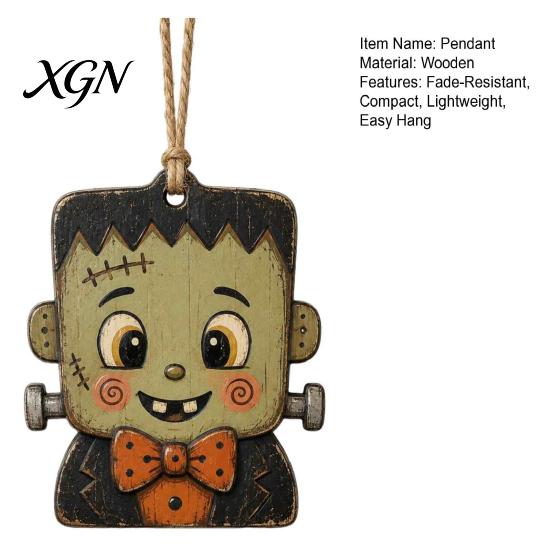 Lightweight Festive Hanging Set Halloween Wooden Decor, Vintage Ghost Pumpkin Pendant Decorations, Cartoon Moisture Proof Decorative Accents