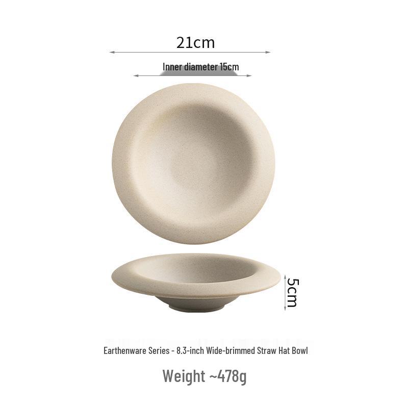 2025 New Style Ceramic Straw Hat Bowl - Elegant Soup & Pasta Bowl for High-End Dining