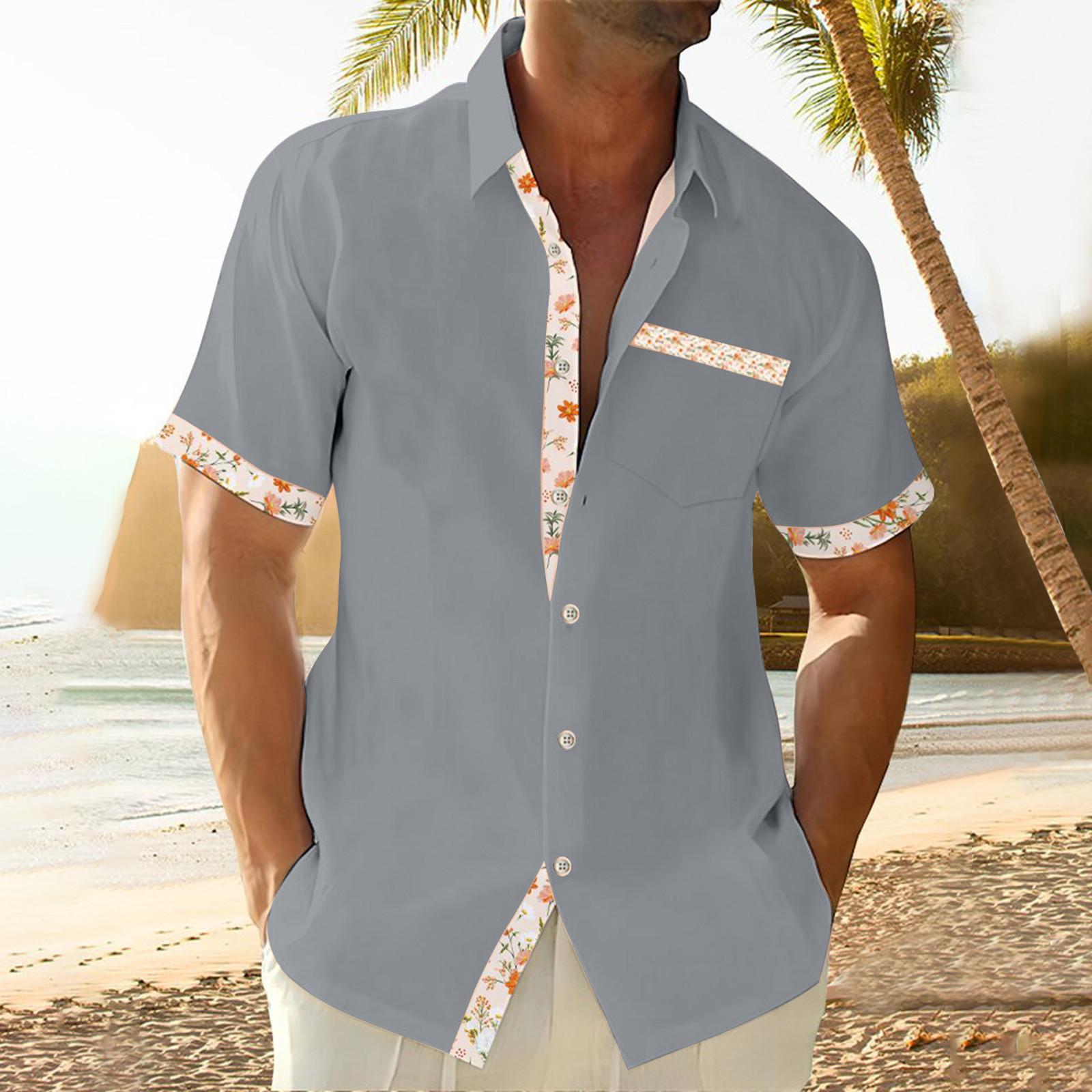 

Гавайская рубашка для мужчин, мужские винтажные рубашки для боулинга на пуговицах, летняя пляжная рубашка с коротким рукавом XXL