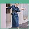 Cowboy Long Dress With Long Sleeves For Women Fashion Gift