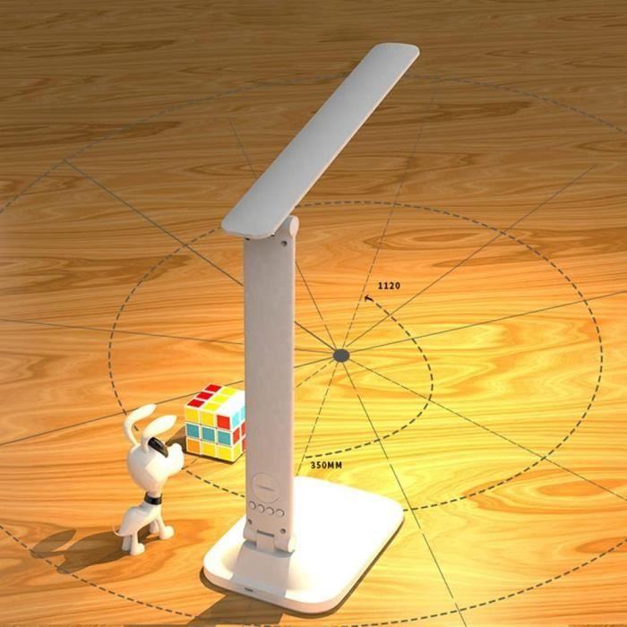 Lampe de Bureau LED - KISUFU - Pliable - Contrôle Tactile - Protection des Yeux - USB Rechargeable