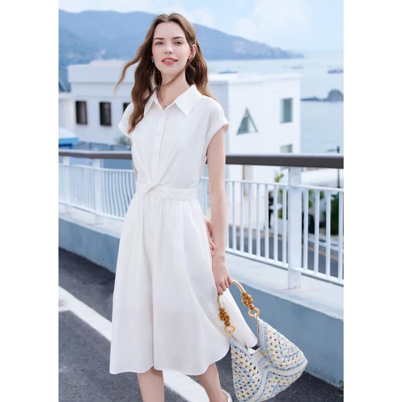 Betu Women's Elegant Twisted Waist Short-Sleeve Dress