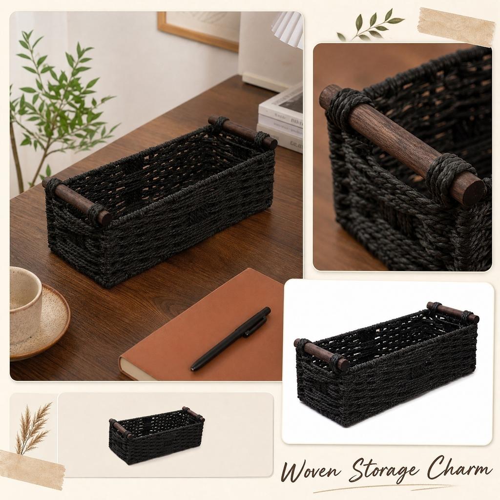 Woven Storage Basket 1 Pack - Decorative for Home Shelf and
