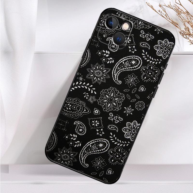 Black Bandana Paisley Shockproof Case For iPhone 17 16 15 14 11 Pro Max Plus 12 13 Mini 16e 17 Air Phone Cover