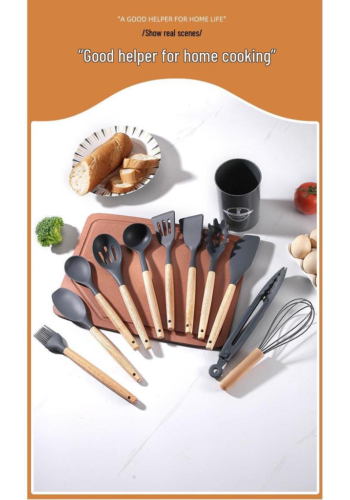 12-Piece Non-Stick Silicone Spatula and Ladle Set - Food-Grade Cookware