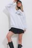 Women's Sweatshirt New Season Fashion Navy Blue Crew Neck 3 Thread Embroidered Oversize Sweatshirt