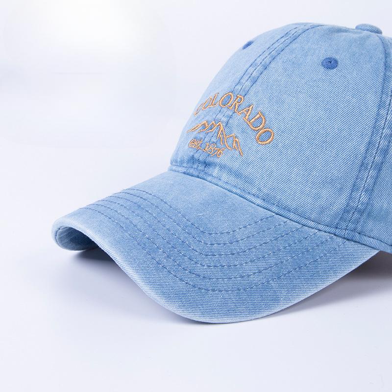 Spring and Summer New Style of Men and Women's Daily Casual Versatile Letter Trendy Brand Hat Blue Washing Denim Baseball Hat