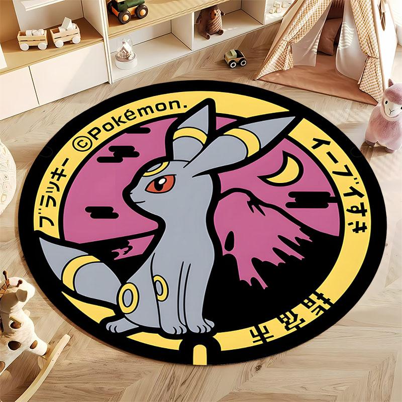1PC Cute PokemonEevee Charizard Print Round Rug Living Room Bedroom Decor Indoor Floor Mat Decor Carpet for Teens Adult Gifts