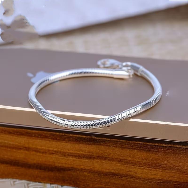 925 Sterling Silver 16-23cm Snake Chain Bracelet for Women, Fashion Charm, Jewelry, Weddings