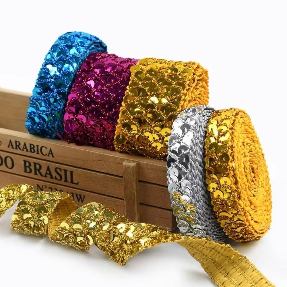 Sequin Lace Trim 2cm Wide Decoration Applique Fashion Braided Ribbons  for Dance Dress Clothes