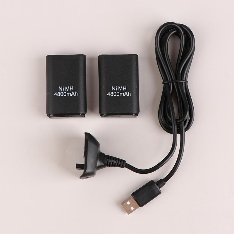 For Xbox 360 Wireless Game Controller Gamepads Replacement Battery Pack With Charging Stand+Charging Cable+2X4800Mah Batteries