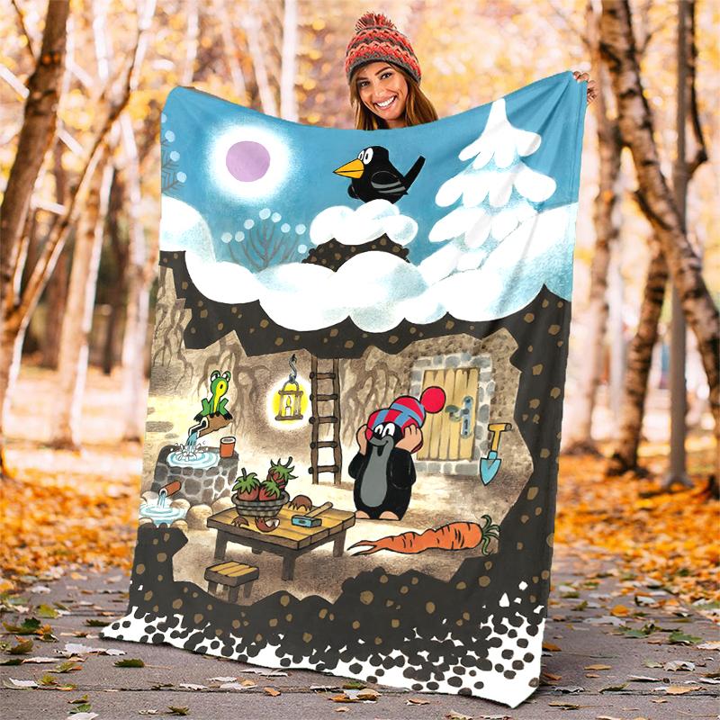KRTECEK Flannel Blanket Soft Warm All-Season Throw, Design for Camping, Car Travel, Hiking Sofa, Bed, Office Perfect Gift for Parties
